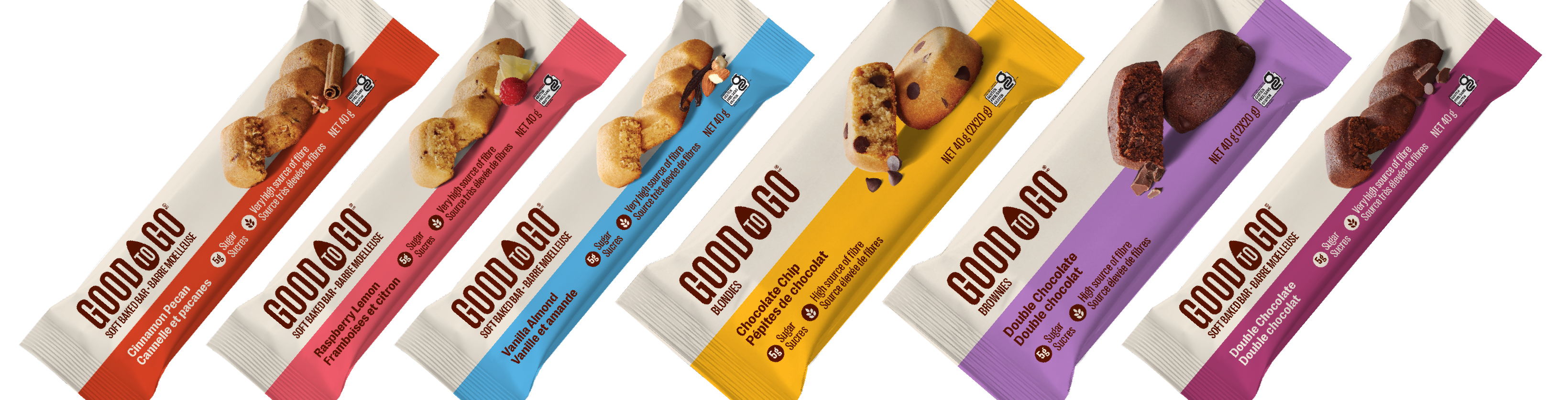 Individually wrapped snacks from GOOD TO GO, including GOOD TO GO Brownies, Blondies and Soft Baked Bars.