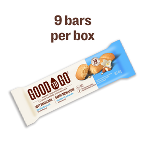 An individually wrapped GOOD TO GO Vanilla Almond Soft Baked Bar.