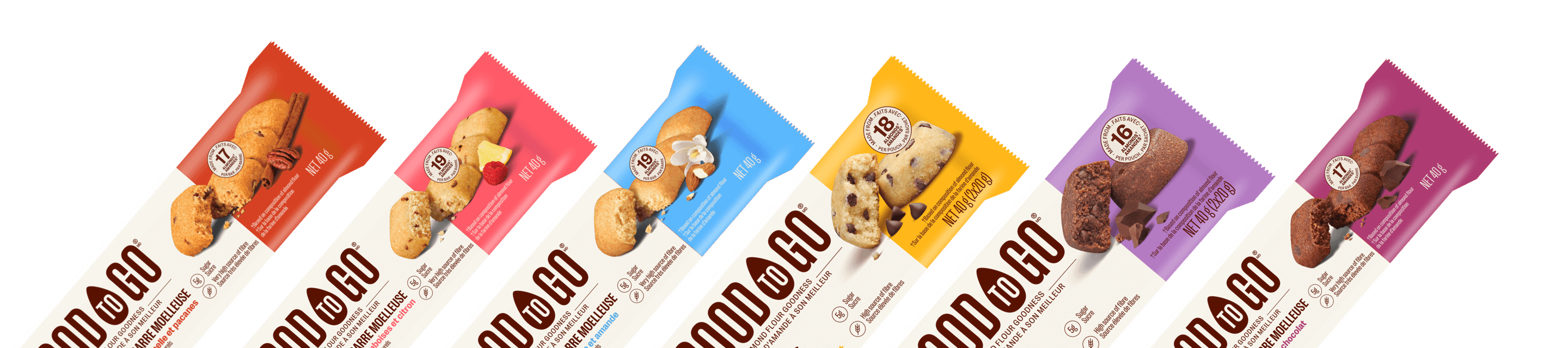 Individually wrapped snacks from GOOD TO GO, including GOOD TO GO Brownies, Blondies and Soft Baked Bars.